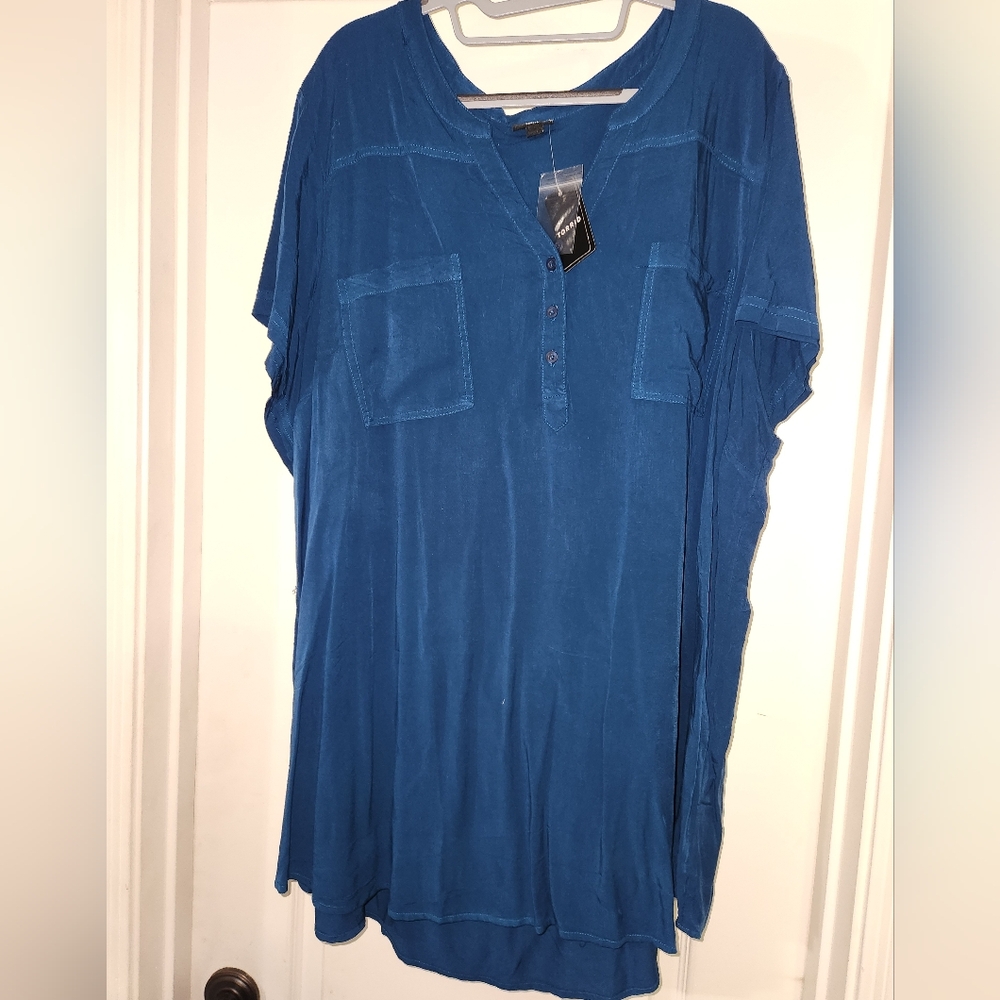 Torrid Teal Tunic Blouse - Size 5